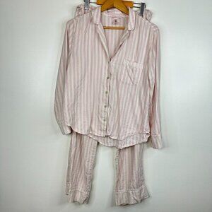 Victoria Secret Classic Stripe Pink Long Sleeve Pajama Set Medium